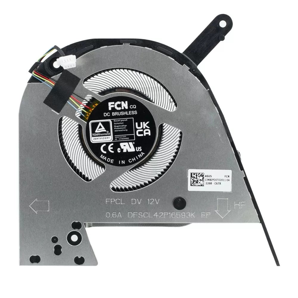ASUS Laptop CPU Processor Cooling Fan for VivoBook Pro 15X OLED K6501Z K6501ZM M6501 M6501RM M6501RR 13NB0YD0T02011 DFSCL42P16593K FPCL New DC12V