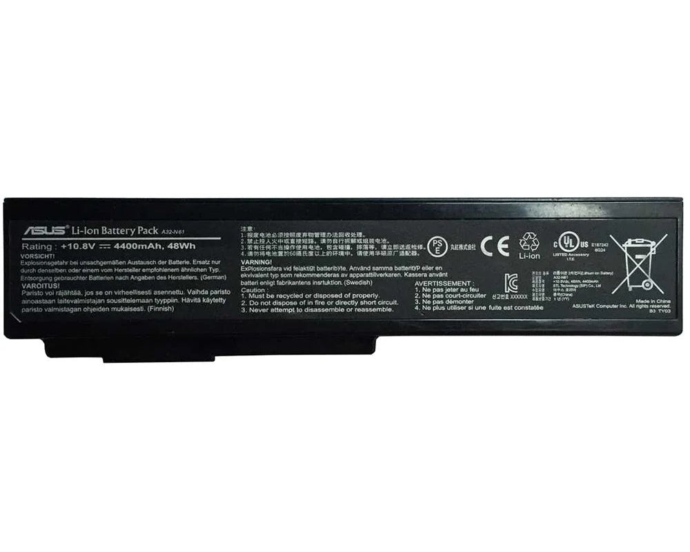 New Genuine Laptop Battery Pack for ASUS G50 G51 G51J M50 M50s M60 N53 N53J N53JQ N53S N53SN N53SV N61 N61J N61D N61V N61VG N61JA N61JV N43S N43JF N43JQ N61JV N53 X64 A32-N61 A32-M50 A33-M50 A32-X64 07G016C71875 07G016WC1865 Original 57Wh 11.1V