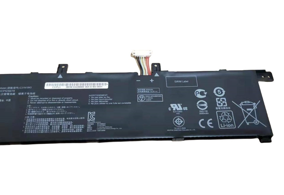 New Genuine Laptop Battery Pack for ASUS VivoBook S14 S432 S432FA S432FL S15 S532 S532FA S532FL X432FA X432FL X432FLC X532FA X532FL X532FLC C31N1843 0B200-03430000 3ICP5/58/78 Original 42Wh 11.55V