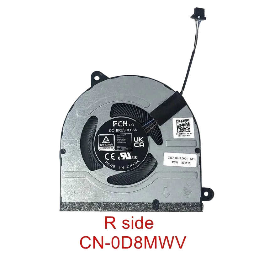 New Laptop CPU Processor Cooling Fan for Dell G15 5530 G16 7630 2023 023.100U3.0001 DFS5K12214161H FQ6P D8MWV 0D8MWV Right Side DC5V