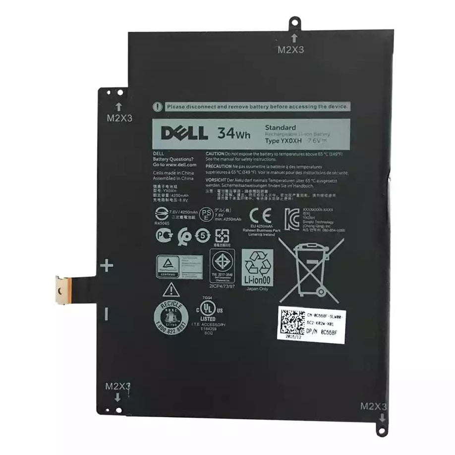 New Genuine Laptop Battery Pack for Dell Latitude 12 7000 7285 12-7000 12-7285 2-in-1 YX0XH 0C668F 0WYCVV WYCVV C668F 0YX0XH Original 34Wh 7.6V