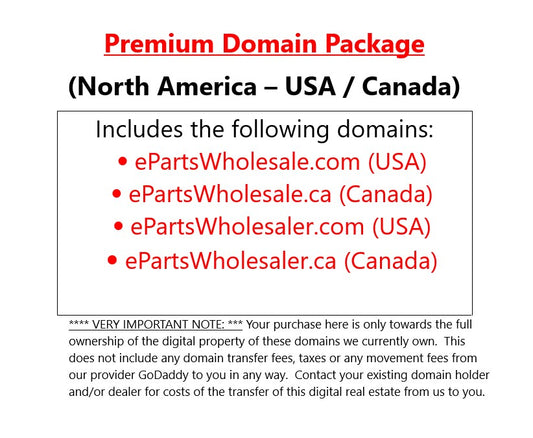 Domain Package: ePartsWholesale.com/.ca ePartsWholesaler.com/.ca