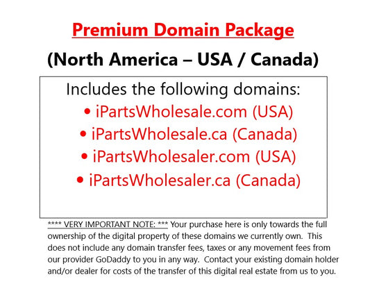 Domain Package: iPartsWholesale.com/.ca iPartsWholesaler.com/.ca