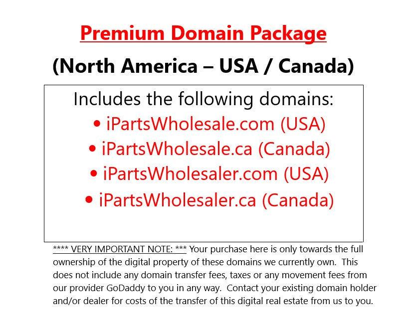 Domain Package: iPartsWholesale.com/.ca iPartsWholesaler.com/.ca