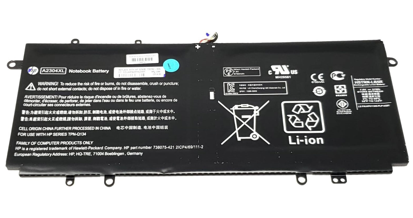 New Genuine Laptop Battery for HP Chromebook 14-Q 14-Q000 Series A2304XL A2304051XL HSTNN-LB5R 738392-005 738075-421 Original Battery Pack 17.5V 51Wh 6750mAh