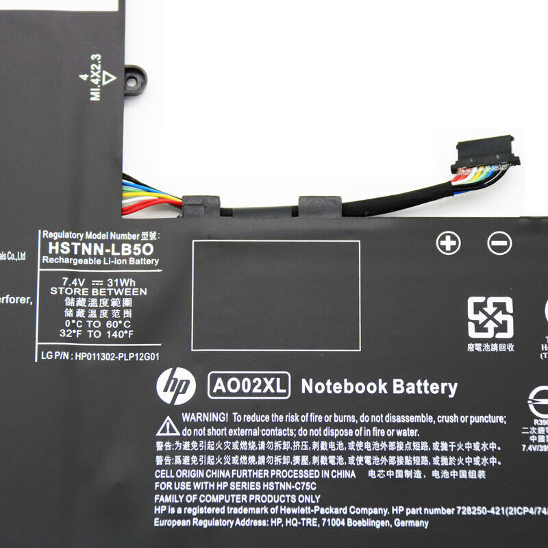 HP Battery Pack for ElitePad 1000 G2 Tablet - AO02XL AO02030XL Genuine
