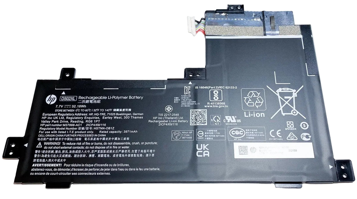 New Genuine Laptop Battery for HP 14-ED 14-ED0010NR Chromebook X2 11-DA 11-da0015QU 11-da0006QU 11-da0008QU 11-da0010QU 11-da0097NR 11-da0012QU 11-da0005QU 11-da0018QU 11-da0007QU 11-da0009QU 11-DA0013DX 11-da0011QU 11-da0004QU DS02XL DS02032XL M38086-005 HSTNN-IB9U HSTNN-OB1Z Original Battery Pack 7.7V 32/32.18Wh 3950/3971mAh