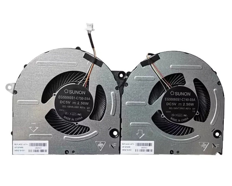 New Laptop CPU and GPU Cooling Fans for HP Pavilion Plus 16-AB 16T-AB TPN-C161 N63219-001 EG50060S1-C740-S9A EG50060S1-C750-S9A 023.100VS.0001 023.100VT.0001 DC5V Integrated Graphics