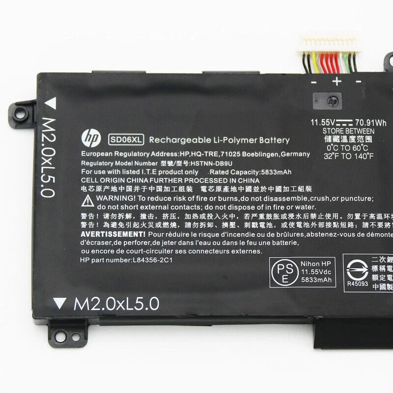 New Genuine Laptop Battery for HP Omen 2020 15-EK 15-EN 15-EK0000 15-EN0000 SD06XL L84392-005 L84356-2C1 HSTNN-DB9U Original Battery Pack 11.55V 70.91Wh 5833mAh