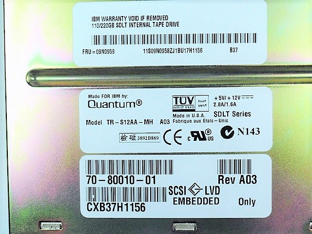 110/220GB SDLT Back Up Tape Drive for IBM Server Computer 09N0958 TR-S12AA-MH 59P6686 eServer Netfinity 09N0959 Internal Black LVD