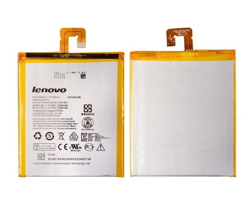 New Genuine Battery Pack for Lenovo IdeaPad A7-50 3G S5000 A3500 A3500FL 7" IdeaTab 2 A7-20 A7-30 A7-50 Tablet PC L13D1P31 1ICP3/87/100 Original 13.1Wh 3450mAh