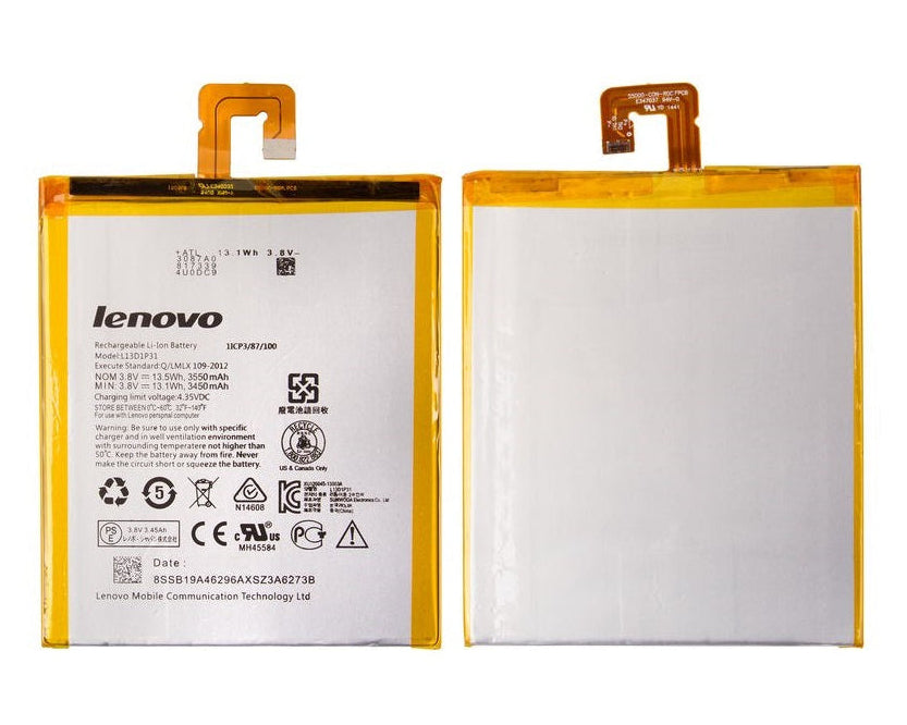 New Genuine Battery Pack for Lenovo IdeaPad A7-50 3G S5000 A3500 A3500FL 7" IdeaTab 2 A7-20 A7-30 A7-50 Tablet PC L13D1P31 1ICP3/87/100 Original 13.1Wh 3450mAh