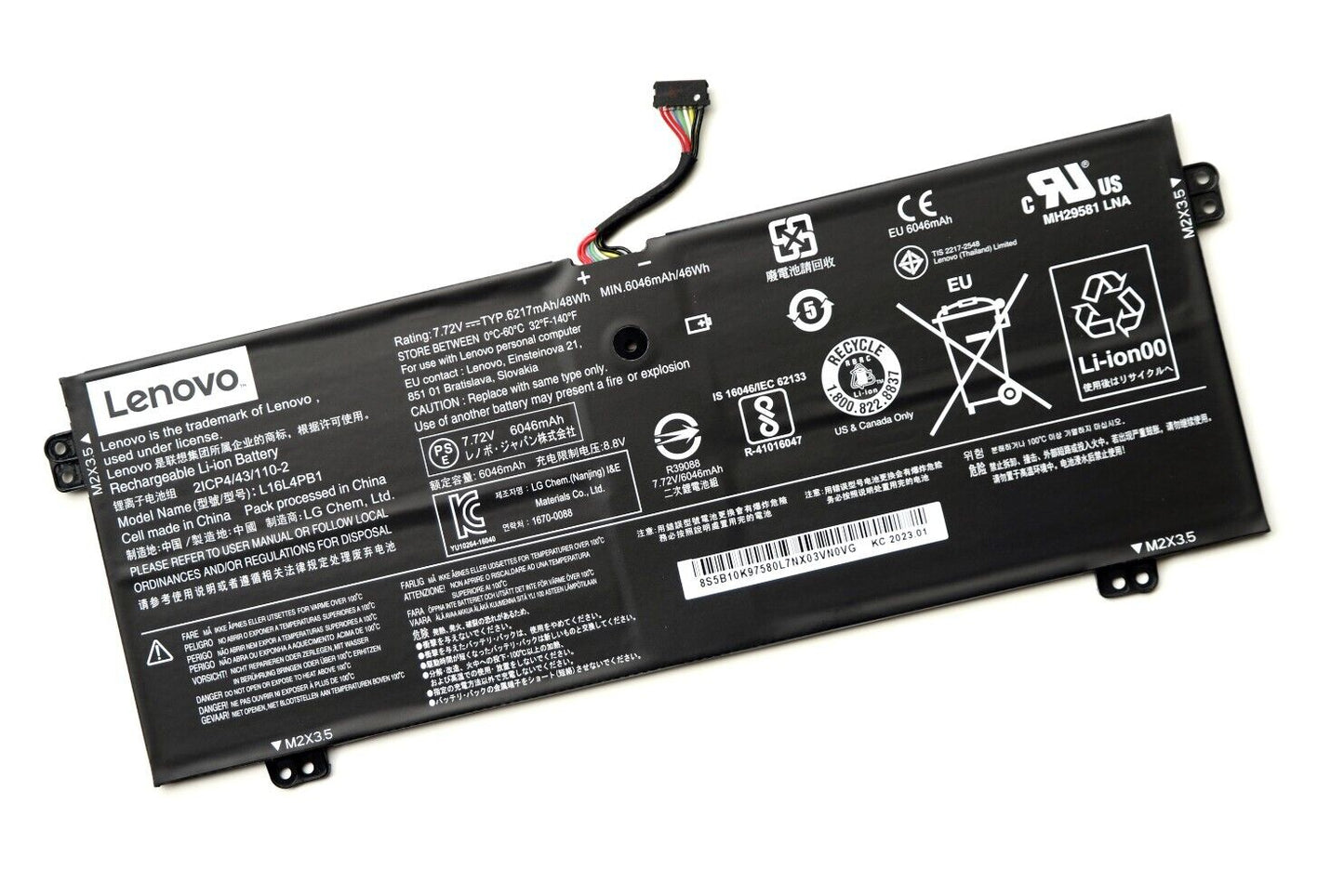 New Genuine Laptop Battery Pack for Lenovo Yoga 720-13IKB 80X6 81C3 730-13IKB 81CT 730-13IKBR 730-13IWL 81JR L16C4PB1 L16M4PB1 5B10M52738 5B10M52739 5B10M52740 5B10Q38237 5B10Q38238 L16L4PB1 Original 48Wh 7.68V/7.72V