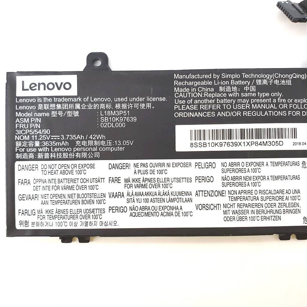 Lenovo Battery Pack ThinkPad E480S E480S-T2 E490S 20NG S3-490 L18C3P51