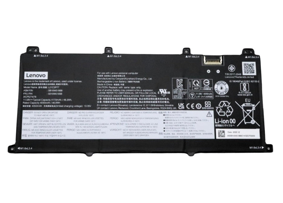New Genuine Laptop Battery Pack for Lenovo ThinkPad X1 Fold 16 Gen 1 G1 21ES 21ET L21M3P75 L21C3P77 5B10W51897 5B10W51898 Original 11.58V 48.2Wh 4170mAh 3-Cell Larger One