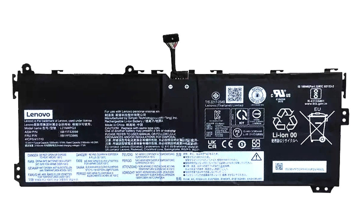 New Genuine Laptop Battery Pack for Lenovo 13w Yoga 82S1 82S2 Gen 2 G2 82YR 82YS L21M4PG3 L21D4PG3 5B11F53996 SB11F53999 5B11F54001 SB11F54002 Original 15.44V 51Wh 3305mAh 4-Cell