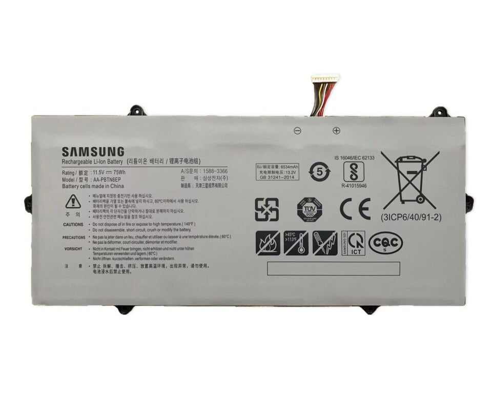 New Genuine Laptop Battery Pack for Samsung Notebook 9 NP900X3T NP900X3U NP900X5T NP900X5U NP940X3M NP940X3N NP940X5N NP950XBE NT901X3T NT901X3U NT950XBE 3ICP6/40/91-2 AA-PBTN6EP Original 75Wh 11.5V