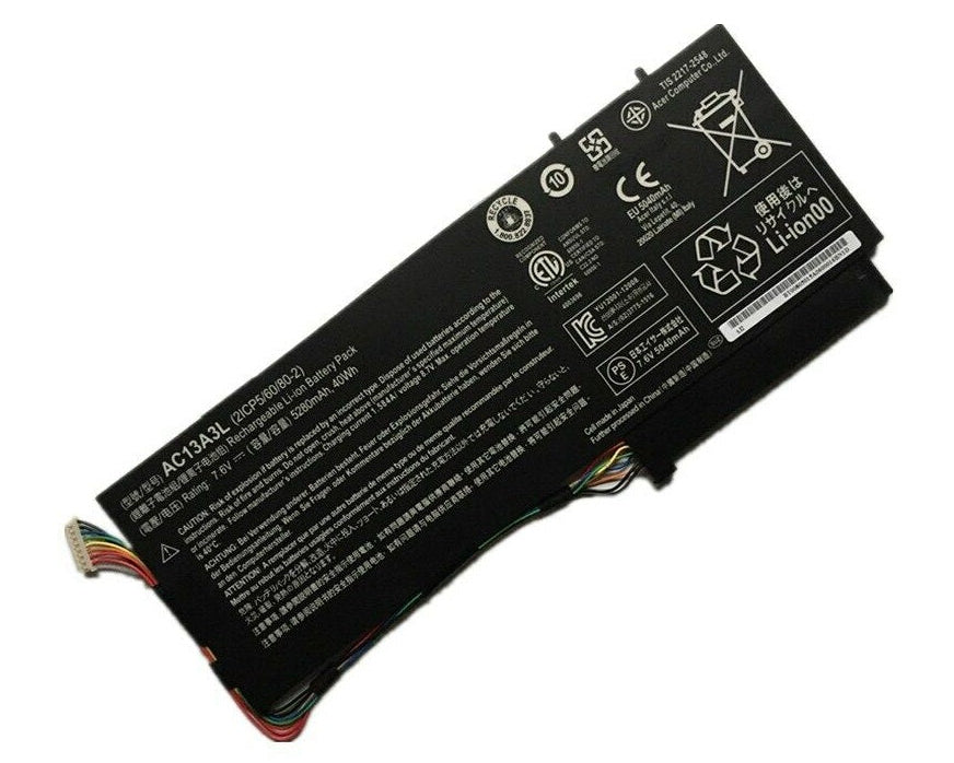 New Genuine Laptop Battery Pack for Acer Aspire P3-131 P3-171 Ultrabook TravelMate X313-E X313-M AC13A3L KT.00403.013 2ICP5/60/80 Original 4-Cell 40Wh 7.6V