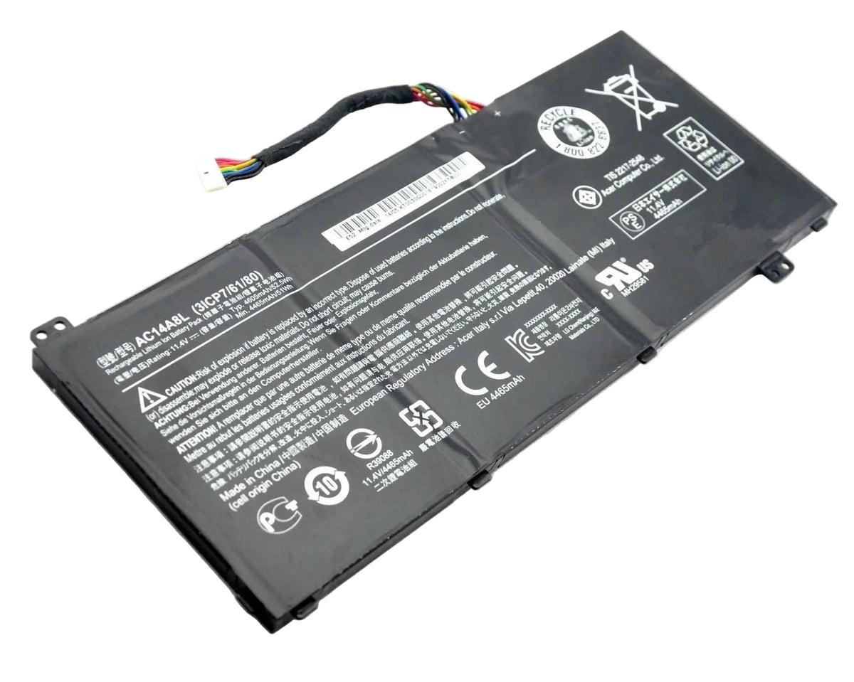 New Genuine Laptop Battery Pack for Acer Aspire V15 Nitro VN7-571 VN7-571G VN7-591 VN7-591G V17 Nitro VN7-791 VN7-791G VX15 VX5-591 VX5-591G AC14A8L 3ICP7/61/80 KT.0030G.001 KT.0030G.013 Original 3-Cell 52.5Wh 11.4V