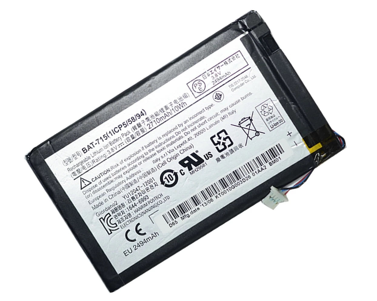New Genuine Battery Pack for Acer Iconia Tab B1-A71 Tablet PC BAT-715 KT.0010G.002 KT.00103.001 11CP5/58/94 Original 2-Cell 10Wh 3.8V