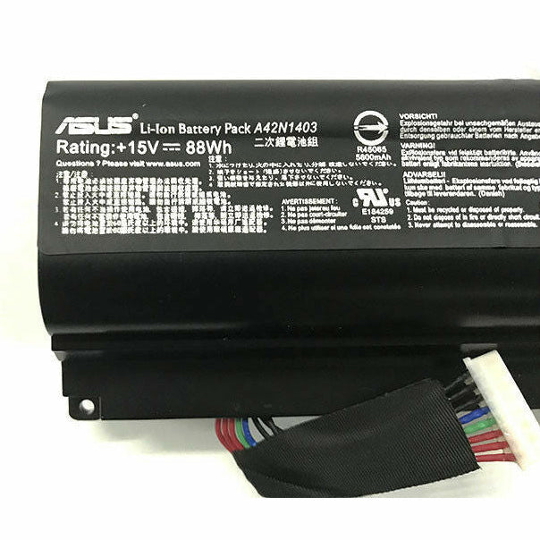 New Genuine Laptop Battery Pack for ASUS G53 G53J G53JQ G53JW G53S G53SW G53SX G73 G73G G73GW G73J G73JH G73JW G73S G73SW A42-G53 A43-G73 70-NY81B1000Z 90-NY81B1000Y 07G016DH1875 07G016HH1875 A42-G73 Original 8-Cell 88Wh 14.8V