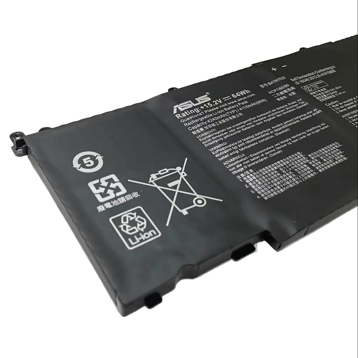 New Genuine Laptop Battery Pack for ASUS ROG FX60V FX60VM S5 ZX60V ZX60VM S5V S5VT6700 S5VM S5VS Strix FX502V FX502VE FX502VM GL502 GL502V GL502VM GL502VS GL502VT GL502VT-1A B41N1526 Original 4-Cell 64Wh 15.2V