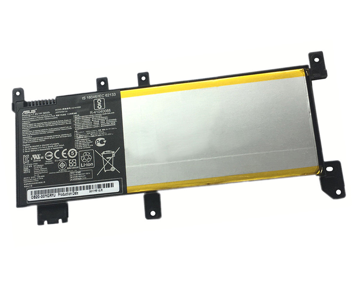 New Genuine Laptop Battery Pack for ASUS VivoBook A480U A480UA A480UR F442U F442UF F442U F442UR R419UR 14 X442U X442UA X442UN X442UQ X442UR 0B200-02630000 C21N1638 Original 4-Cell 38Wh 7.6V
