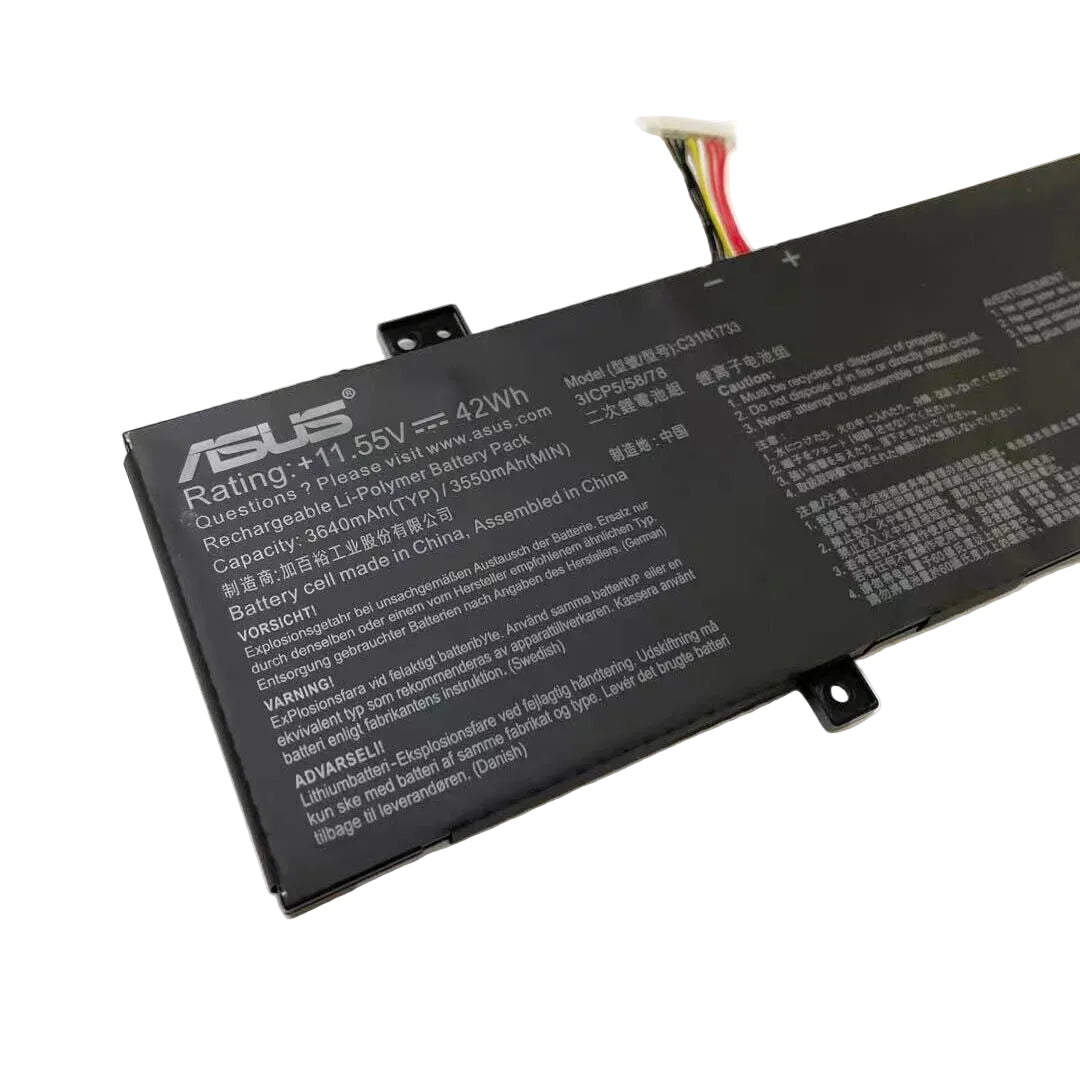 New Genuine Laptop Battery Pack for ASUS VivoBook Flip 14 SF4100F TP412FA TP412U TP412UA TP470EA C31N1733 0B200-02970000 0B200-02970100 Original 3-Cell 42Wh 11.55V