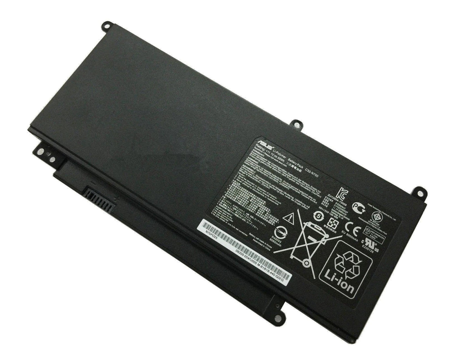 New Genuine Laptop Battery Pack for ASUS N750 N750J N750JK N750JV N750Y47JK N750Y47JV C32-N750 0B200-00400000 Original 3-Cell 69Wh 11.1V