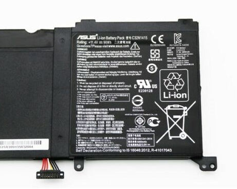 ASUS Laptop Battery Pack for ROG G501 G501JW G501VW ZenBook Pro N501 N501JW N501VW UX501 UX501J UX501JW UX501L UX501LW UX501V UX501VW C32N1415 0B200-01250000 New Genuine Original 4-Cell 96Wh 11.4V