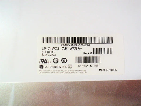 Dell GR430 Gr A LCD Display Panel Video Screen WXGA+ Precision M6300 0GR430 LP171WX2-TLB1