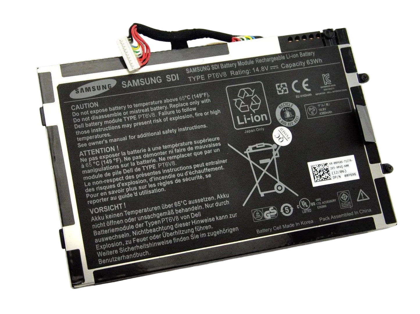 New Genuine Laptop Battery Pack for Dell Alienware M11x R1 R2 R3 M11xR1 M11xR2 M11xR3 AWM11XR1 AWM11XR2 AWM11XR3 M14x R1 R2 M14xR1 M14xR2 AWM14XR1 AWM14XR2 08P6X6 0DKK25 0T7YJR 312-0984 8P6X6 DKK25 T7YJR PT6V8 Original 8-Cell 63Wh 14.8V