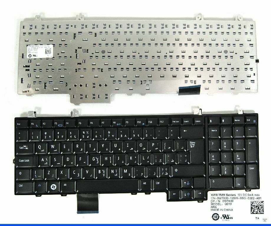Dell TR334 New Keyboard US English Studio 17 1735 1736 1737 0TR334 0TR334 NSK-DD001 WT839 0WT839