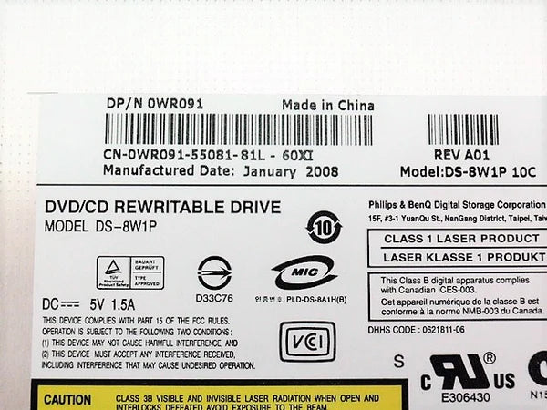 Dell DVDRW Burner Drive IDE for Inspiron 1420 Vostro 1400 WR091 0WR091