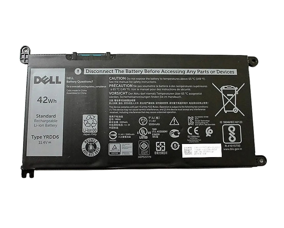 New Genuine Battery Pack for Dell Inspiron 14 5000 5480 5481 5482 5485 5491 5493 5585 5590 5591 5593 5594 5598 15 3000 3493 3582 3583 3593 3793 7000 7586 Latitude 3310 2-in-1 Vostro 3491 5481 5581 5490 5590 01VX1H 0FDRHM 0VM732 0WJPC4 1VX1H FDRHM VM732 WJPC4 YRDD6 Original 3-Cell 42Wh 11.4V