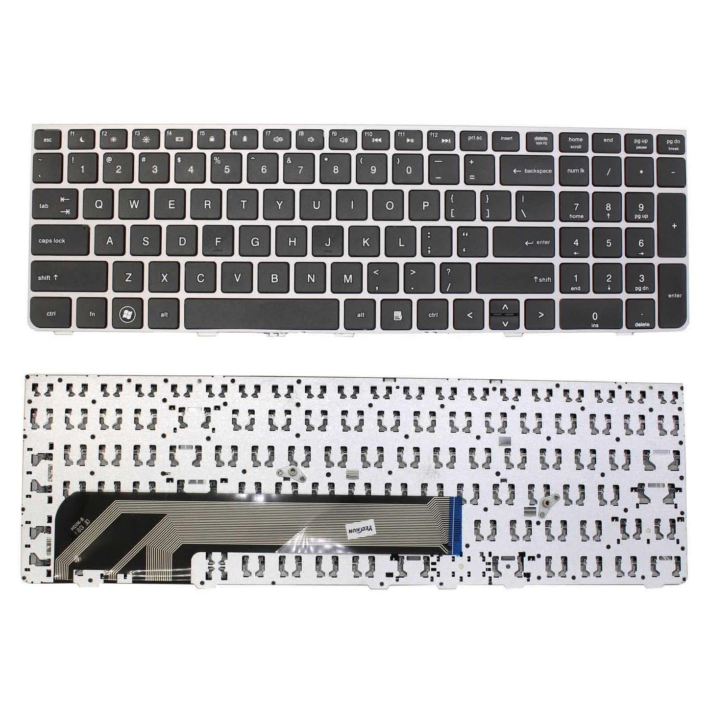 HP Laptop Keyboard US English Silver Cover/Frame for ProBook 4530s 4535s 4730s 639179-001 6037B0056601 6037B0059601 MP-10M13US-930 646300-001 New