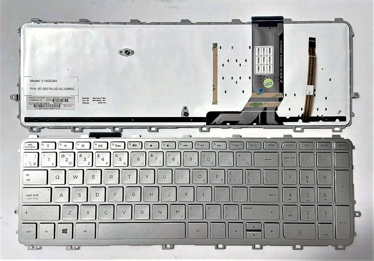 HP Laptop Keyboard English/French Canadian Bilingual Backlit for ENVY 15-Q 15T-Q 15Z-Q TouchSmart M6-N 760743-DB1 New
