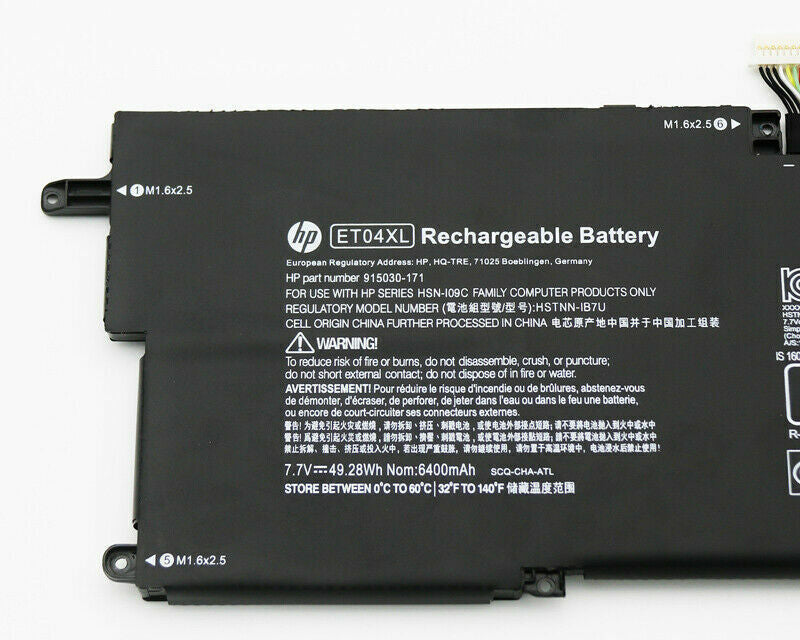 New Genuine Laptop Battery Pack for HP EliteBook x360 1020 G2 1020G2 915030-1C1 915030-171 915191-855 915191-955 ET04XL ET04049XL Original 4-Cell 49.28/49.81Wh
