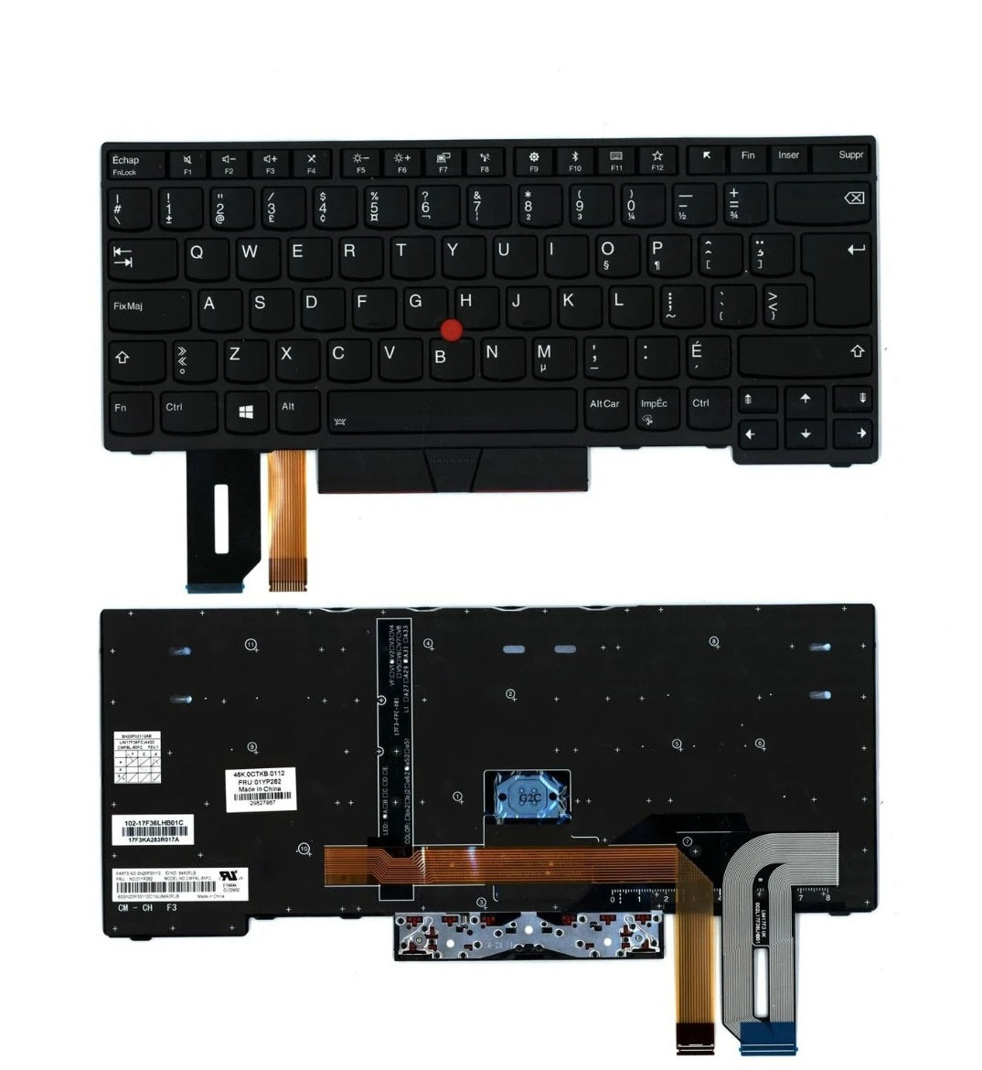 Lenovo New Keyboard French Canadian Backlit with Pointer for ThinkPad E480 20KN 20KQ E485 20KU E490 20N8 20NP E495 20NE L380 20M5 20M6 20M7 20M8 L390 20NR 20NS L390 Yoga 20NT 20NU L480 20LS 20LT 480s 20L7 20L8 T490 20N2 20N3 20Q5 20Q6 T495 20NJ 20NK 01YN342 01YN422 01YP242 01YP282 01YP322 01YP362 01YP402 01YP442 01YP482 01YP522 SN1371BL1 SN20P33112 01YP522