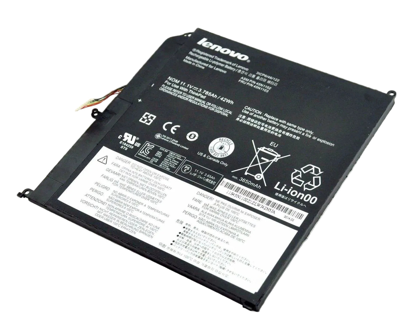 New Genuine Laptop Battery Pack for Lenovo ThinkPad X1 Helix MT3697 3701 20CG 45N1103 45N1102 Original 3-Cell 42Wh 11.1V
