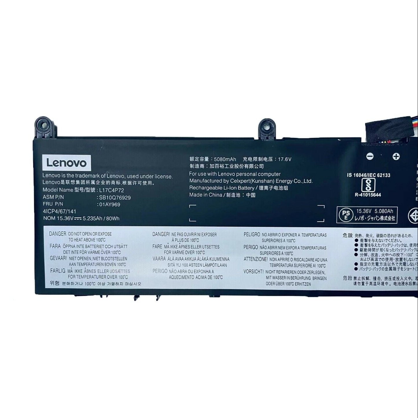 New Genuine Laptop Battery Pack for Lenovo ThinkPad P1 X1 Extreme 1st 2nd Gen 1 2 G1 G2 L17M4P72 L18M4P71 01AY969 SB10Q76928 SB10Q76929 SB10S57317 L17C4P72 Original 4-Cell 80Wh 15.36V