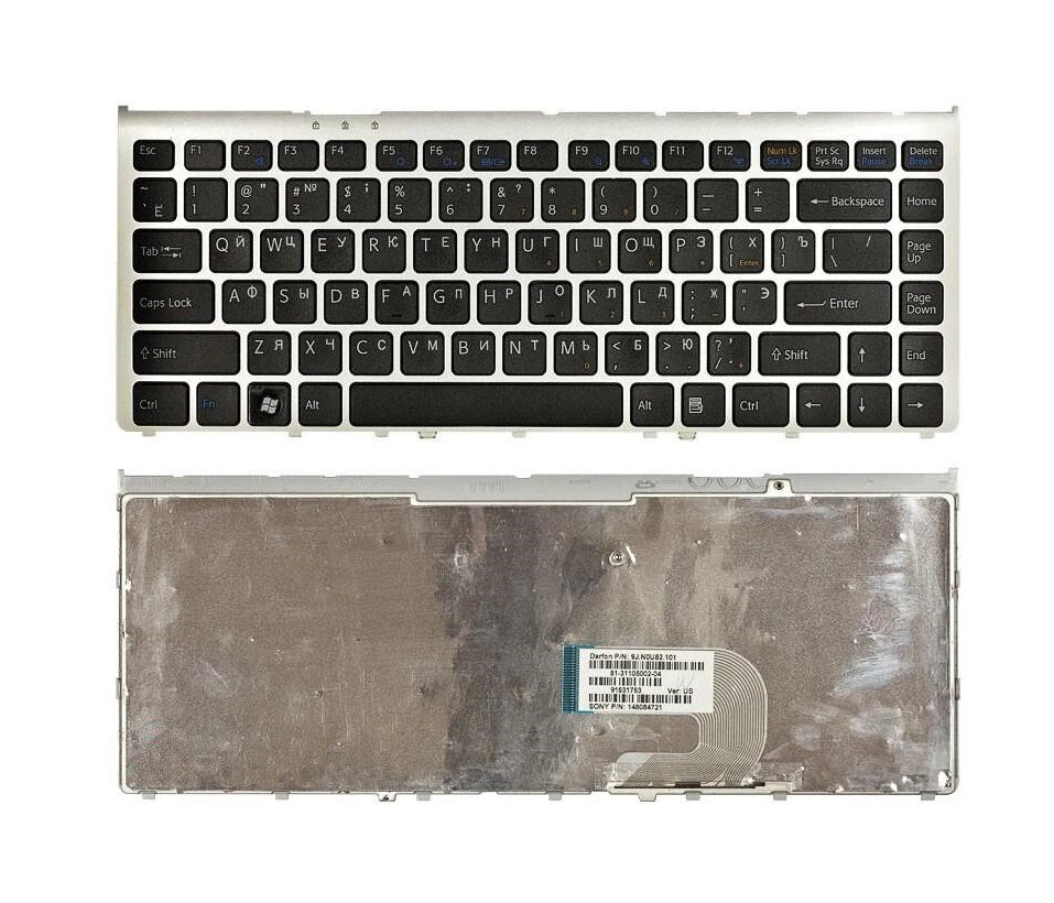 Sony 148084192 New Keyboard US English with Silver Frame VAIO VGN-FW 148084121