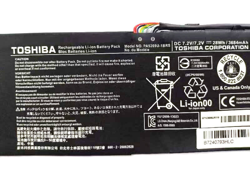 Toshiba PA5209U-1BRS New Genuine Battery Satellite L10W-C L15W-B PA5209U-1BAS P000627450 2ICP6/60/80