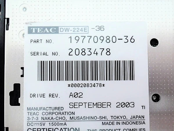 Toshiba Optical DVD/CDRW Drive - Tecra S1 TE2300 V000020790 V000020250