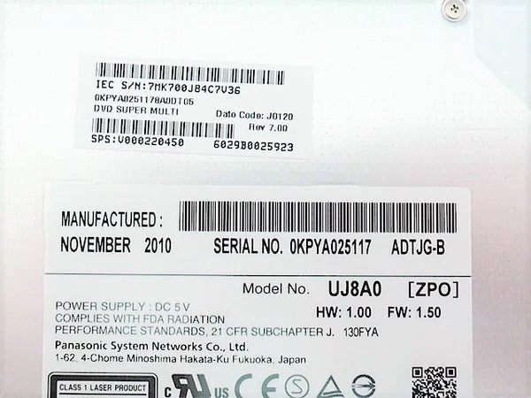 Laptop Optical Disk DVDRW DVD Writer Burner ODD Drive for Toshiba Satellite C650 C650D C655 C655D V000220730 V000220450 Used