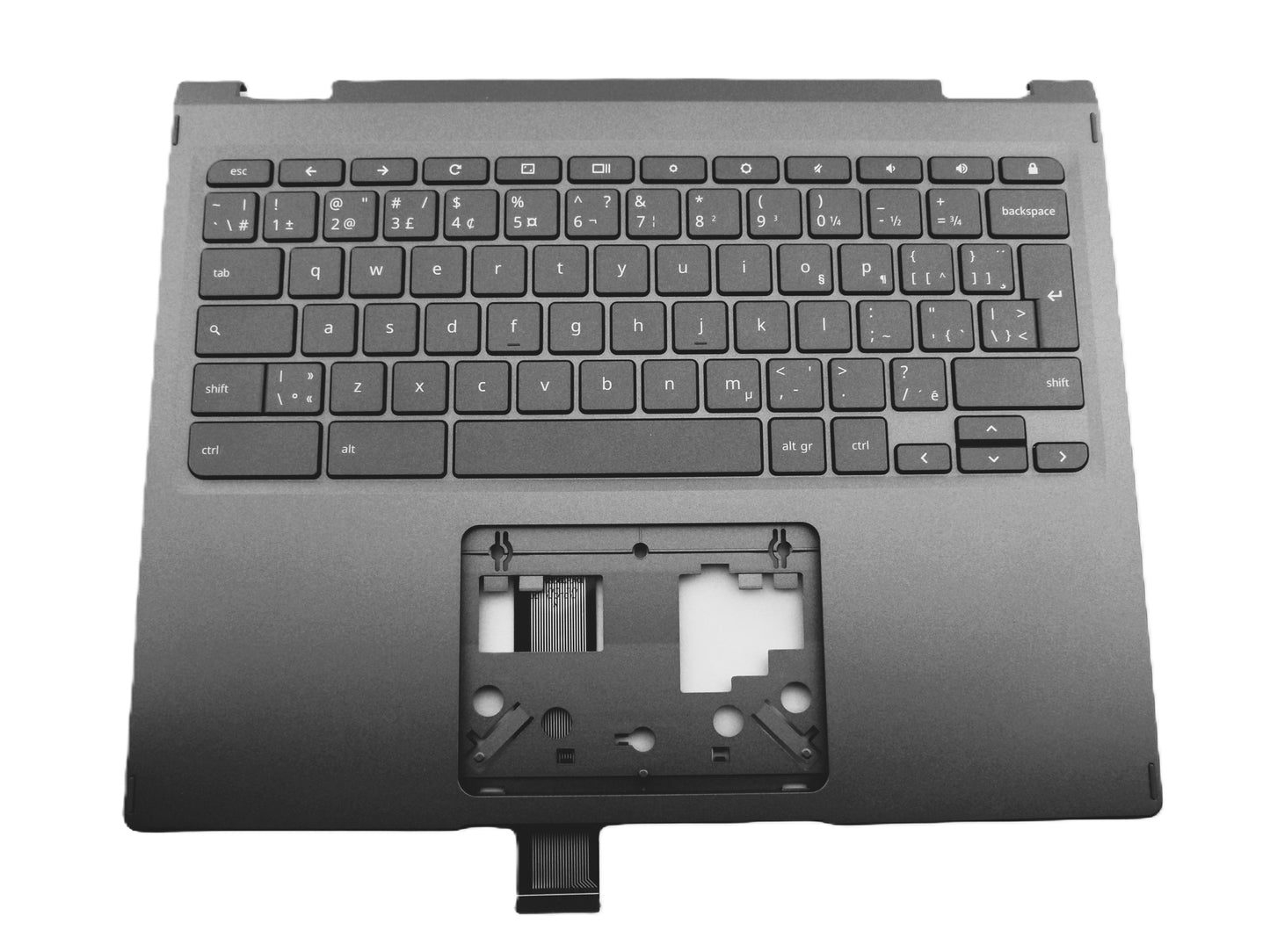 New Canadian Laptop Upper Case Cover Backlit Keyboard for Acer Chromebook Spin CP713-2W 6B.HQBN7.006 AL01G_C19EWL NKI11130UT NK.I1113.0UT 11504EA3K201 AEZSIAX0020 Palmrest Grey US English French Bilingual CA CF