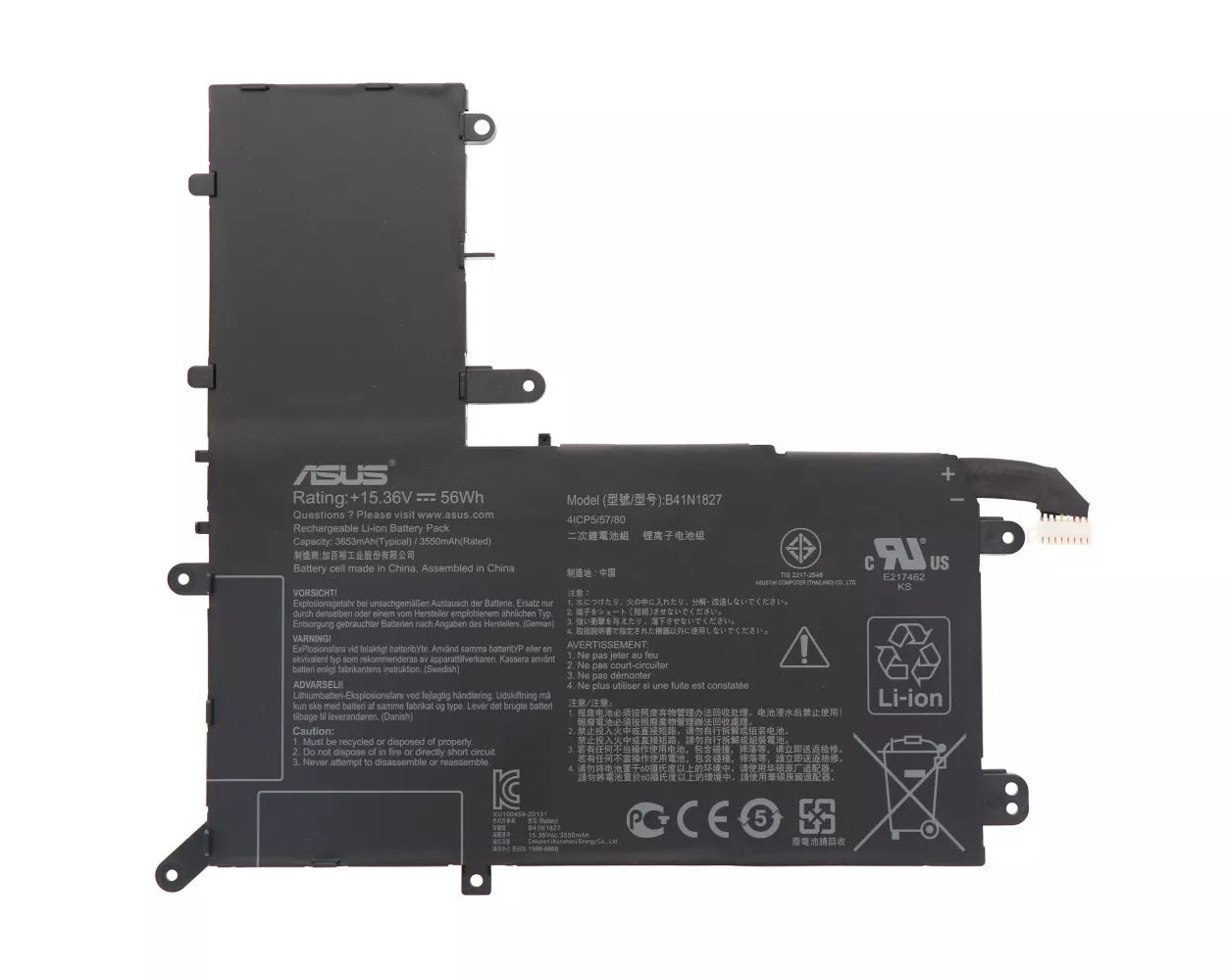 New Genuine Laptop Battery Pack for ASUS ZenBook Flip 15 UX562FA UX562FD UX562IA UX562IQ B41N1827 0B200-03070200 4ICP5/57/80 Original 15.36V 56Wh