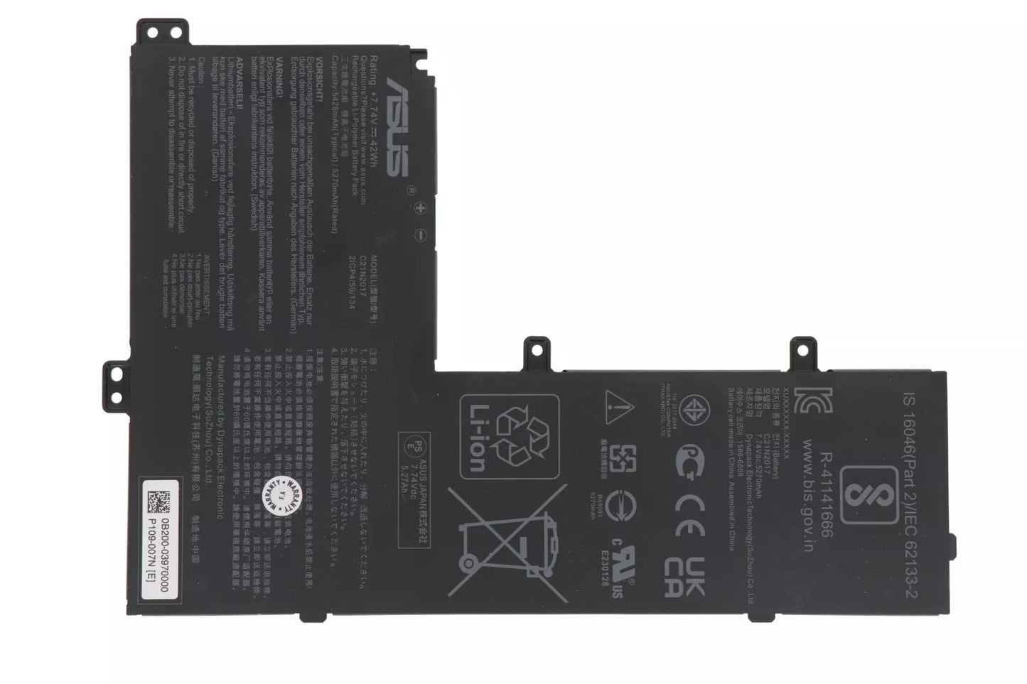 New Genuine Laptop Battery for ASUS Chromebook 15 CM14 CX1500CKA CX1 C21N2017 0B200-03970000 2ICP4/59/134 Original Battery Pack 7.7V 42Wh 5270-5428mAh