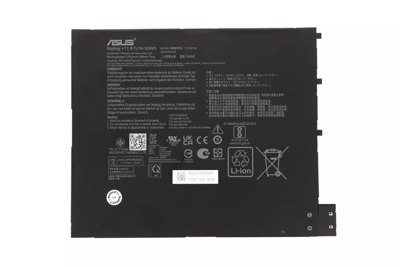 New Genuine Laptop Battery Pack for ASUS VivoBook 13 Slate OLED T3300K T3300KA 2-in-1 C31N2104 0B200-04090000 3ICP4/53/122 Original 11.61V 50Wh 4311mAh