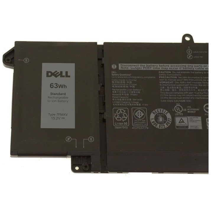 Dell Genuine Battery Pack 63Wh Latitude 5320 7320 7420 7520 2in1 7FMXV